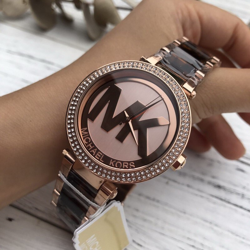 ĐỒNG HỒ NỮ MICHAEL KORS MK6190 , DÂY THÉP + NHỰA ACETATE , SIZE 38MM