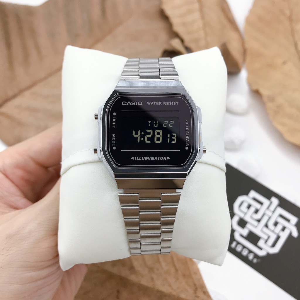 Đồng hồ nam Casio A168 / A168WEM-1 mặt tráng gương, chống nước chính hãng
