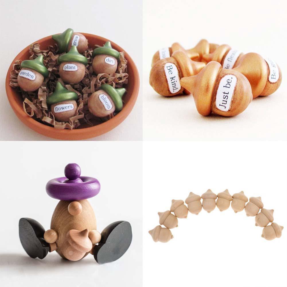 10pcs Wood Party Novelty Wooden Acorns Unfinished DIY Craft Ornaments Decoration Wedding Decor