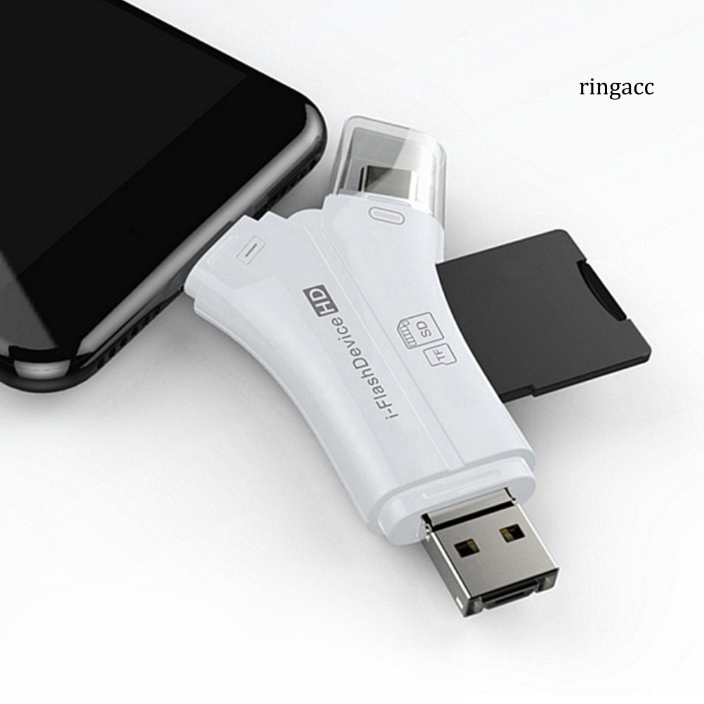 Đầu đọc thẻ nhớ đa năng 4 trong 1 3.0 OTG TF thích hợp cho PC / Iphone / Android Type-C