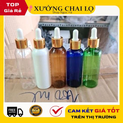 Lọ Chiết Serum ❤ GIÁ RẺ NHẤT ❤ [30ml,50ml,100ml] Chai nhựa pet đựng tinh dầu bóp giọt Khoen vàng chiết mỹ phẩm