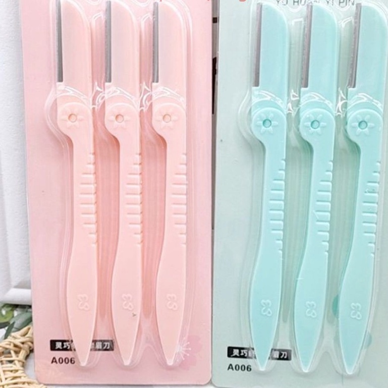 (Bộ 3 Dao ) Dao Cạo Tỉa Lông Mày Bằng Thép Không Gỉ Gấp Gọn Được An Toàn Tiện Dụng Đa Năng Dành Cho Nam Nữ