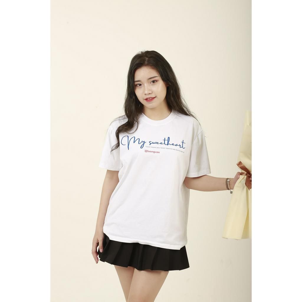 Áo Thun oversize IN TÊN MY SWEETHEART phông unisex vải COTTON giữ form, chống nhăn, áo đôi basic - LILA