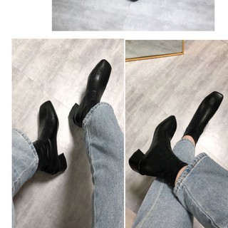 (Ảnh thật)Giày bốt cổ ngắn da mềm trẻ trung