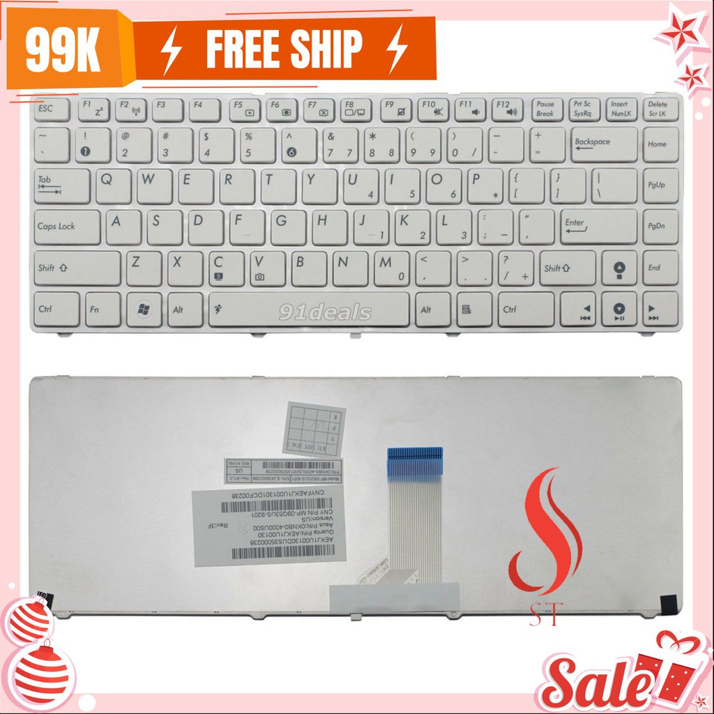 BÀN PHÍM LAPTOP ASUS K43 ❤️FREESHIP❤️ K43E K43S X42 X43 X43S X44H K42 A42 K42F X45C TRẮNG