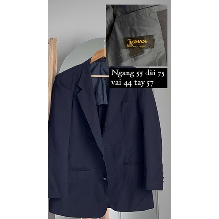 Áo blazer nữ tay dài màu xanh đen hàn quốc vải cao cấp có đệm vai