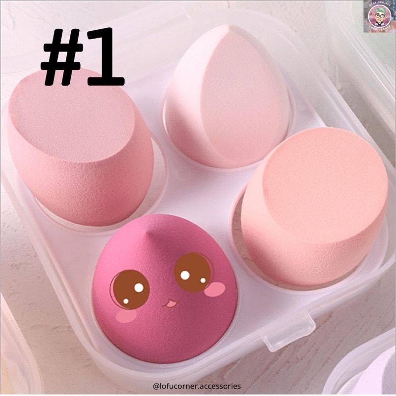 Hộp 4 Mút Tán Bông Nền Trang Điểm Hình Giọt Nước Siêu Xinh