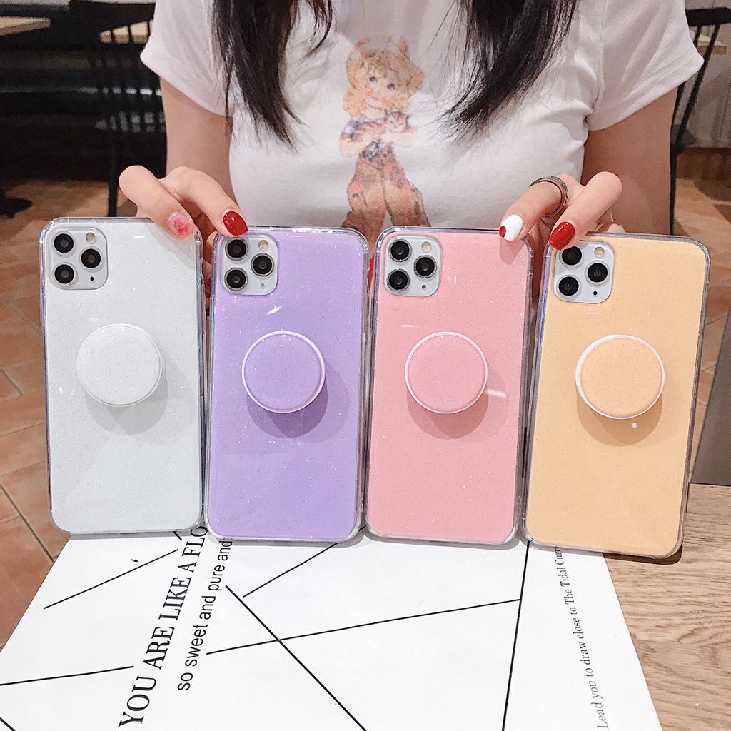 Ốp Điện Thoại Màu Kẹo Lấp Lánh Có Giá Đỡ Cho Iphone 11 12 Pro Max Xr Xs Max X 6s + 7 8 Plus 11 Pro Se 2020