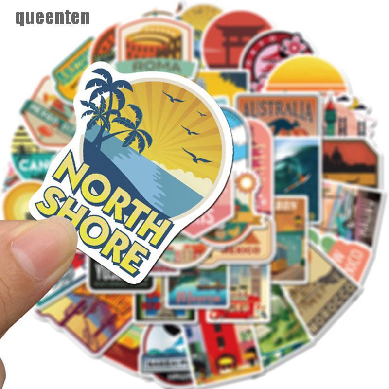 Bộ 50 miếng dán trang trí hình hoạt hình chống thấm nước