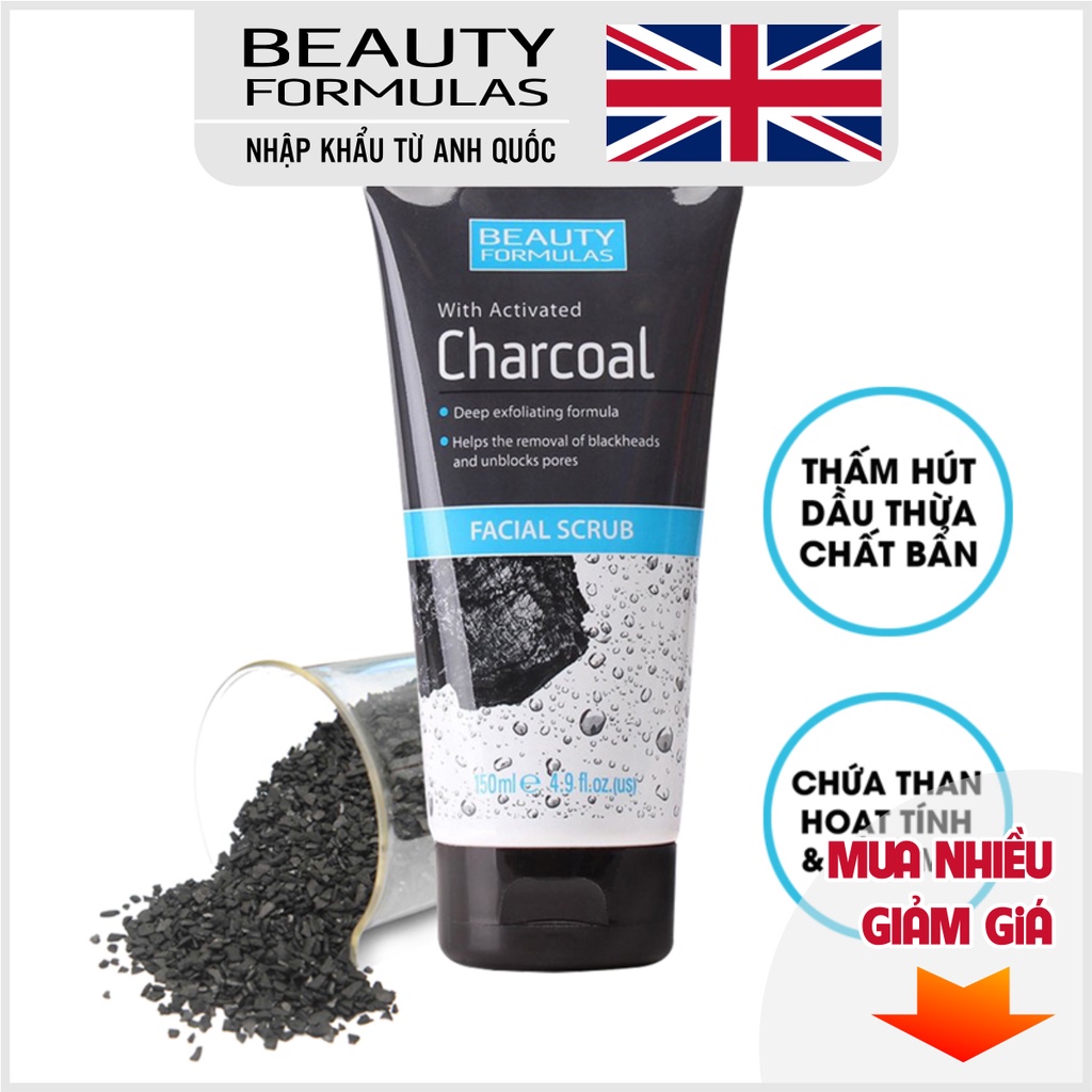 Sữa Rửa Mặt Than Hoạt Tính Tẩy Tế Bào Chết Beauty Formulas Charcoal Facial Scrub 150ml