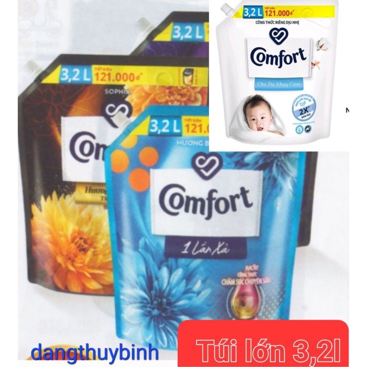 Nước Xả Vải Comfort Phơi trong nhà/Nước hoa/  Ban Mai/Da Dịu Nhẹ túi 3.2L