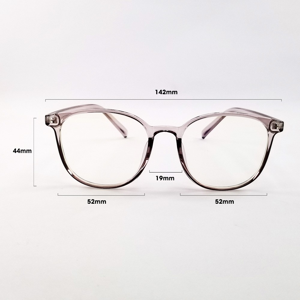 Gọng kính nam nữ mắt cận tròn màu đen, nâu hồng, xám khói chất liệu nhựa dẻo 2036. Tròng kính giả cận 0 độ, chống tia UV | BigBuy360 - bigbuy360.vn