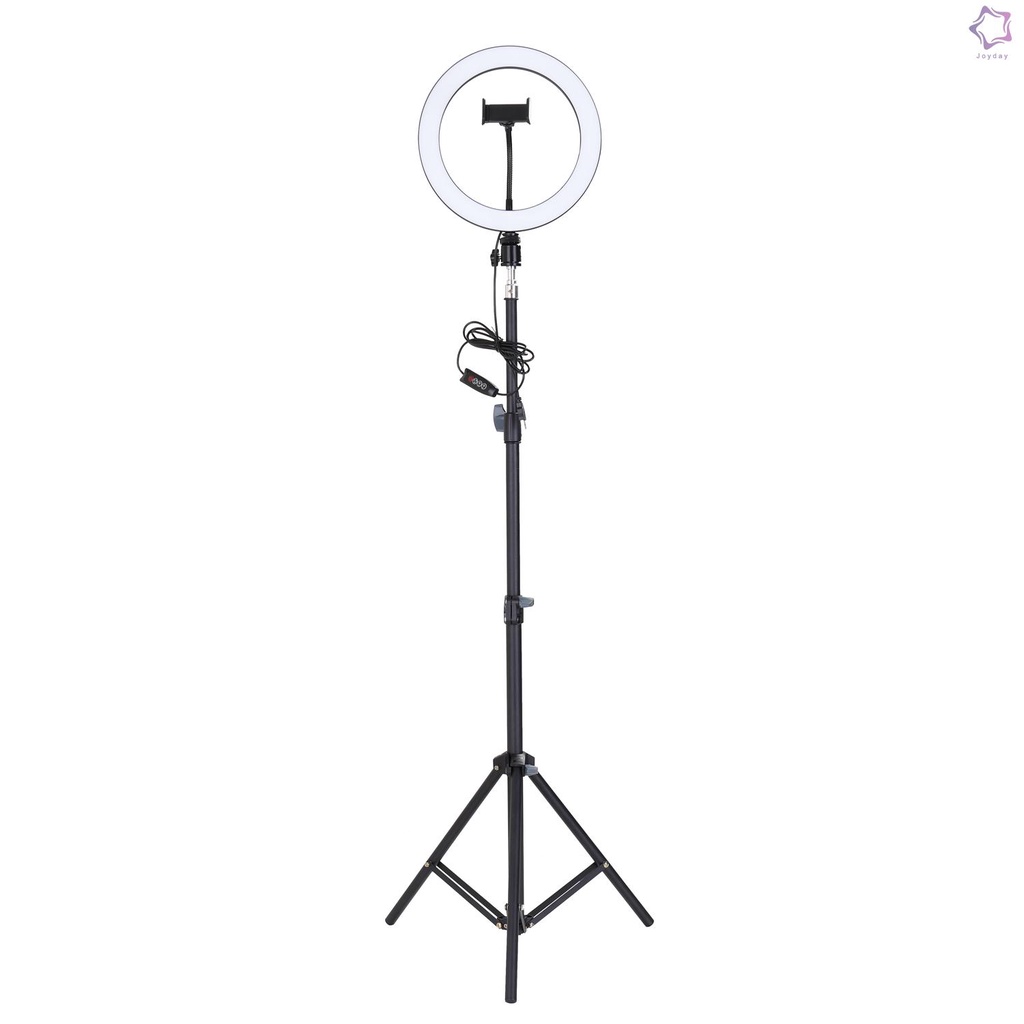 Aluminum Alloy Photography LED Selfie Ring Light Dimmable Photo Camera Phone Ring Lamp with 1.6M Stand Tripod for Makeup Video Live Studio Three Gear Dimming Modes 10 Levels of Brightness Adjustment