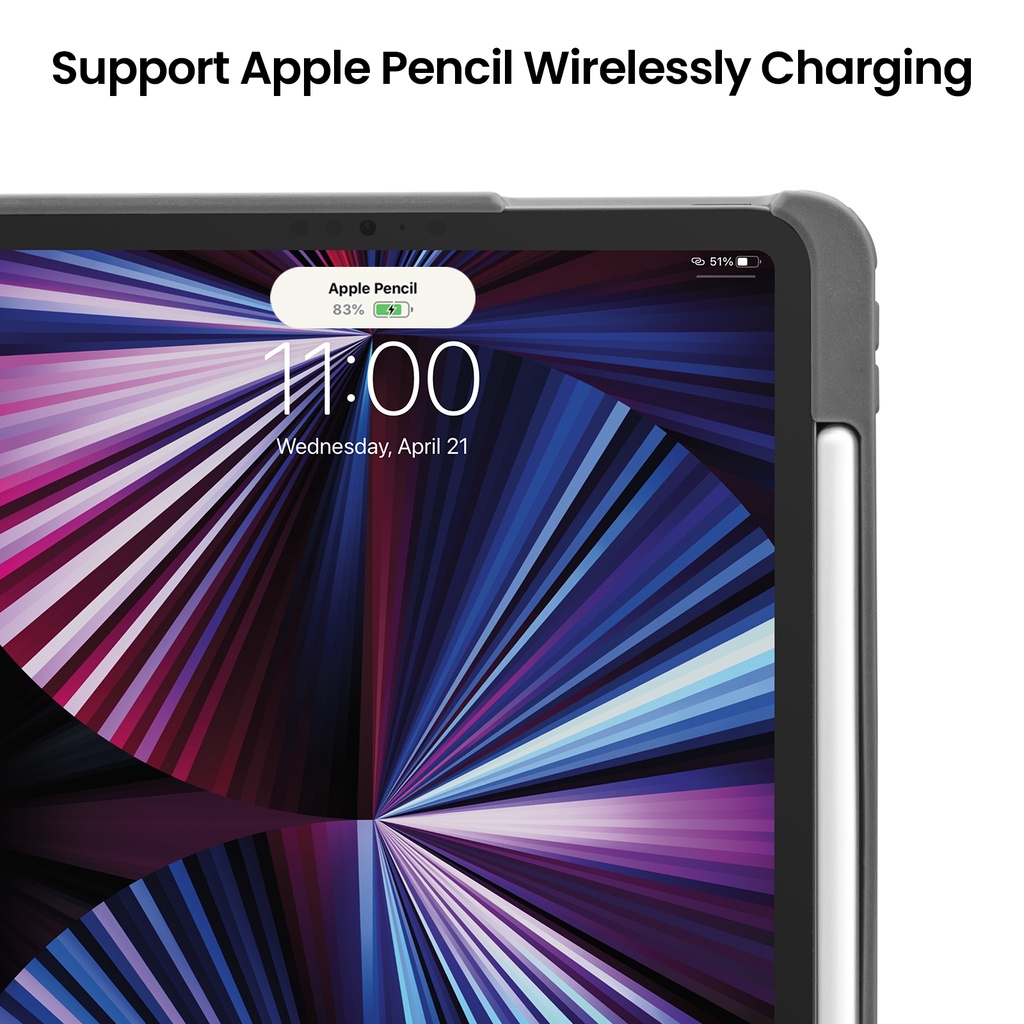 Bao Da Tomtoc Hỗ Trợ Sạc Apple Pencil For iPad 10.2/10.9/11/12.9inch - Hàng Chính Hãng