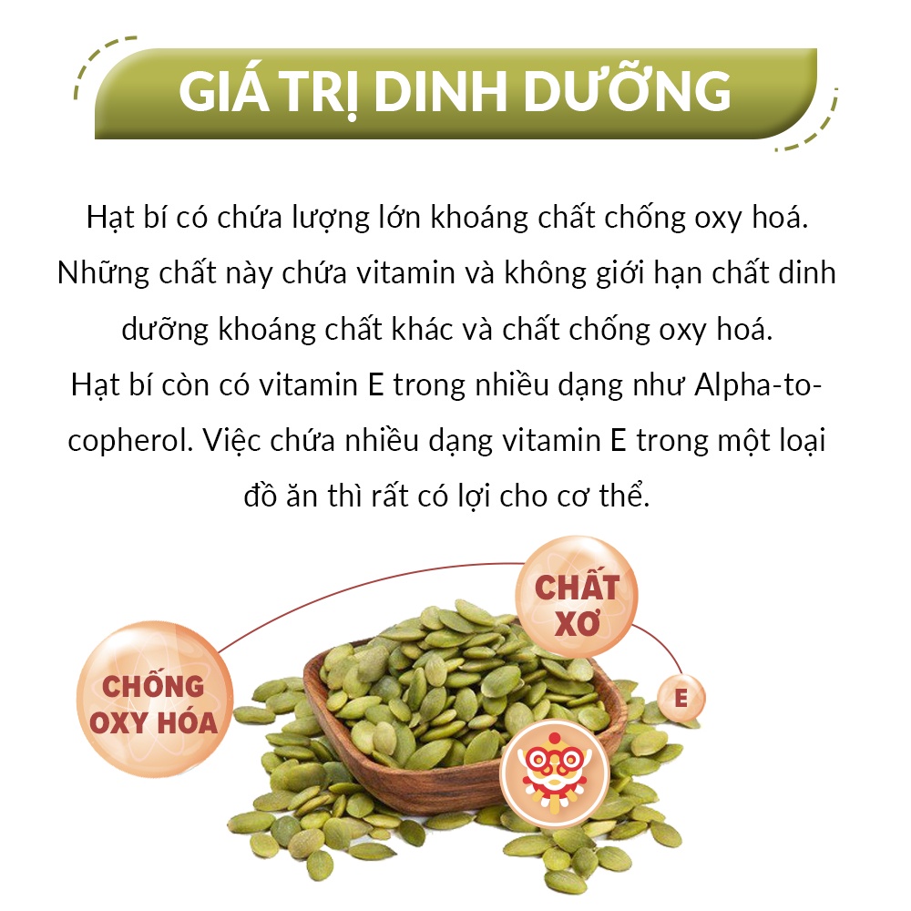 Hạt Bí Xanh Ấn Độ - Nguyên Liệu Làm Bánh, Kẹo Nougat, Ngũ Cốc - Ngũ Cốc Hương Nguyên