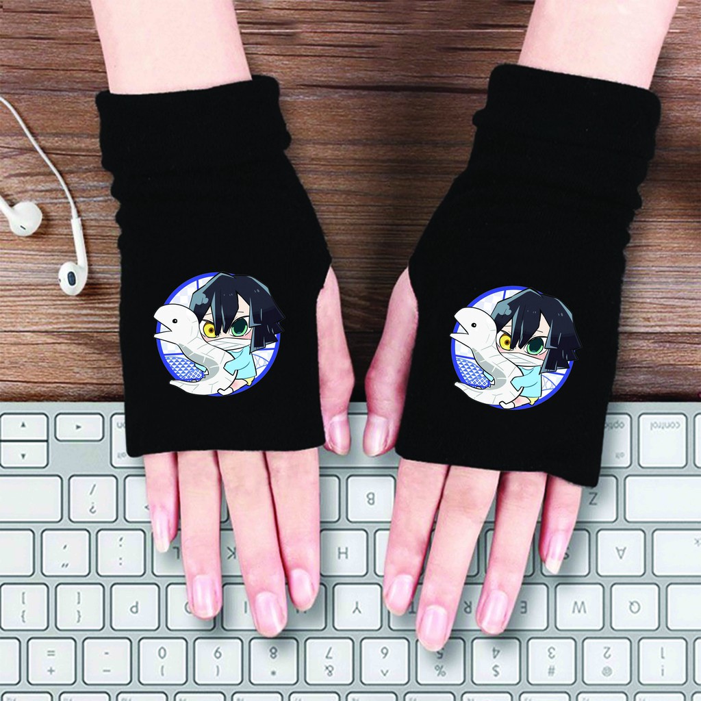 Găng tay len in hình Kimetsu no Yaiba Thanh Gươm Diệt Quỷ anime chibi thời trang nam nữ ấm áp m3