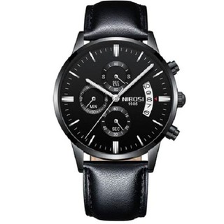 Đồng Hồ Nam Nibosi 1985 Dây Da Black Viền Đen