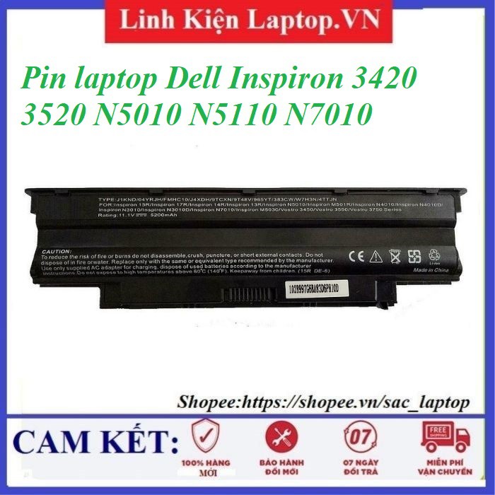 ⚡Pin laptop Dell Inspiron 3420 3520 N5010 N5110 N7010