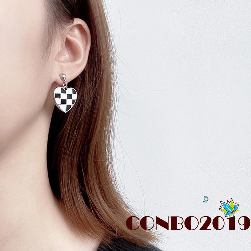 Hgm-bông Tai Hợp Kim Dáng Dài Mặt Hình Trái Tim Màu Đen Làm Quà Tặng Cho Nữ / Vợ / Chị Em