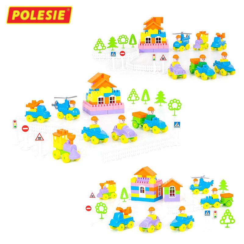 Túi Lắp Ghép Sáng Tạo Thông Minh và Xe Đẩy 160 Chi Tiết Nhựa Nguyên Sinh Nhập Khẩu Châu Âu Chính Hãng POLESIE 54463
