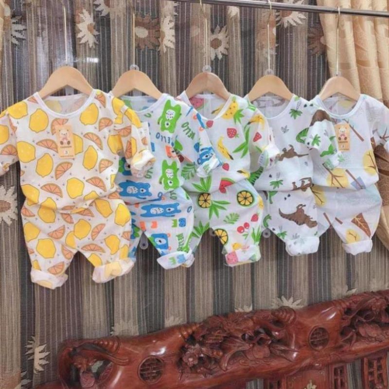 !!!sale giá sốc!!! Bộ thông hơi cotton dài tay xuất Nhật cho bé 7-15kg