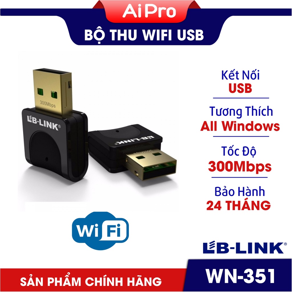 Bộ thu sóng wifi LB-LINK BL-WN351 - Siêu nhỏ gọn - Tốc độ 300Mbs - Bảo hành chính hãng 24 tháng