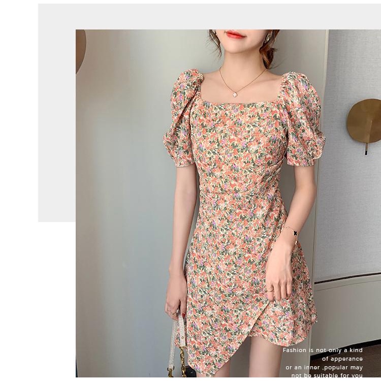 Đầm bigsize nữ đầm tay phồng váy hoa nhí vintage đầm cổ vuông đầm hở lưng váy tiểu thư sang chảnh đầm dự tiệc sang trọng