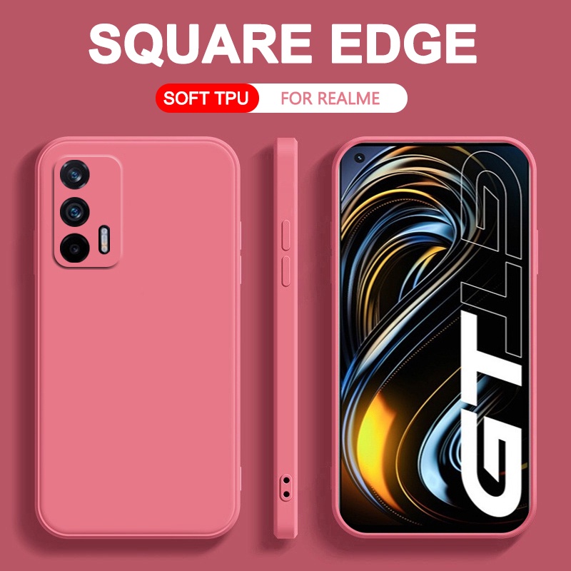 Ốp điện thoại mềm cạnh vuông màu trơn cho Realme 5 6 7 8 5i 7i C11 C12 C17 C25 C25S Narzo 20 Pro