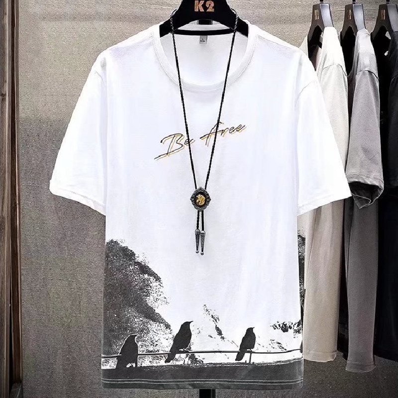 Áo thun tay ngắn dáng rộng in họa tiết hoạt hình phong cách đường phố hiphop Hàn Quốc size M-3XL