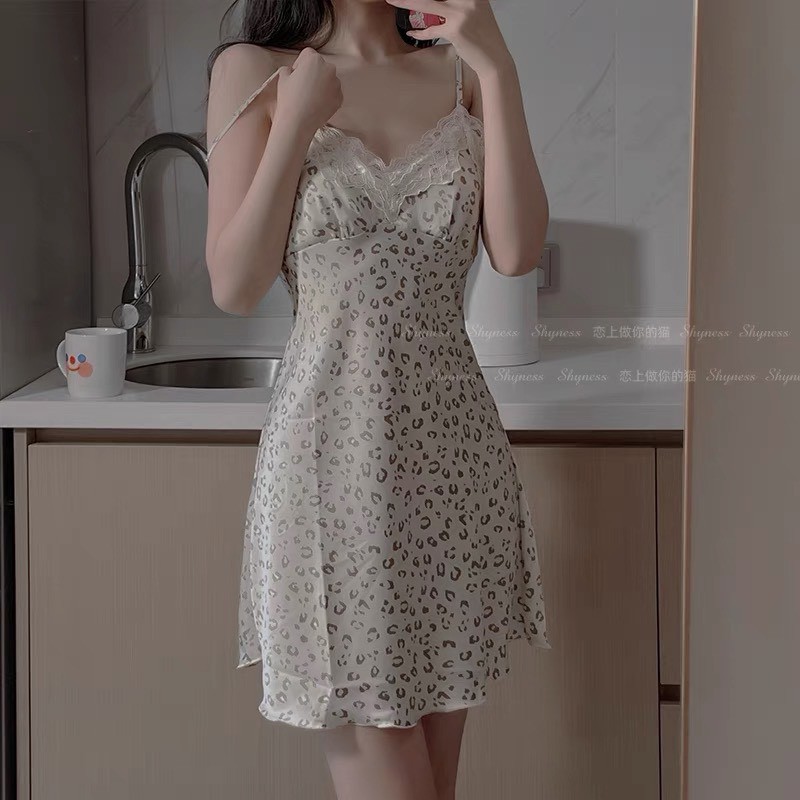 ♥️ VÁY BEO VÀNG  ♥️ LL547 - Váy ngủ sexy hoạ tiết beo - đầm ngủ gợi cảm phối ren - CÔ CHỦ NHỎ CHUYÊN SỈ