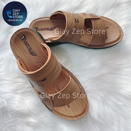 [Quà tặng người thân] Dép da nâu cao cấp nam, Đế Cao Su Đúc Nguyên Khối  size 38-42