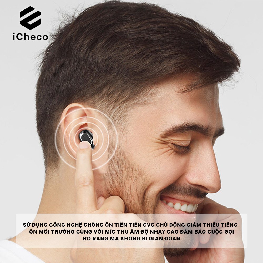 Tai nghe bluetooth không dây ICHECO TW01L nhét tai chống tiếng ồn màn hình gương tws