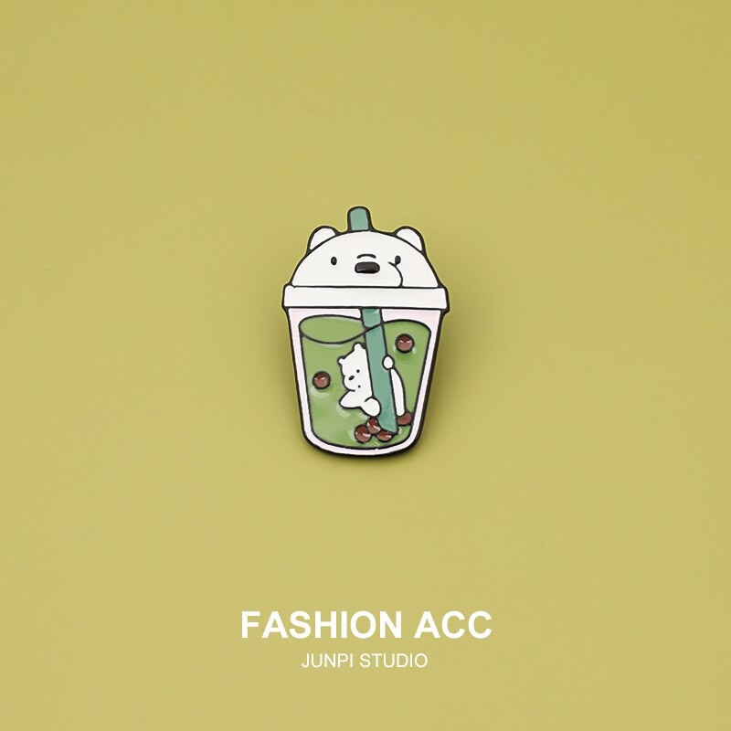 Pin cài áo ly trà sữa đầu gấu - GC423