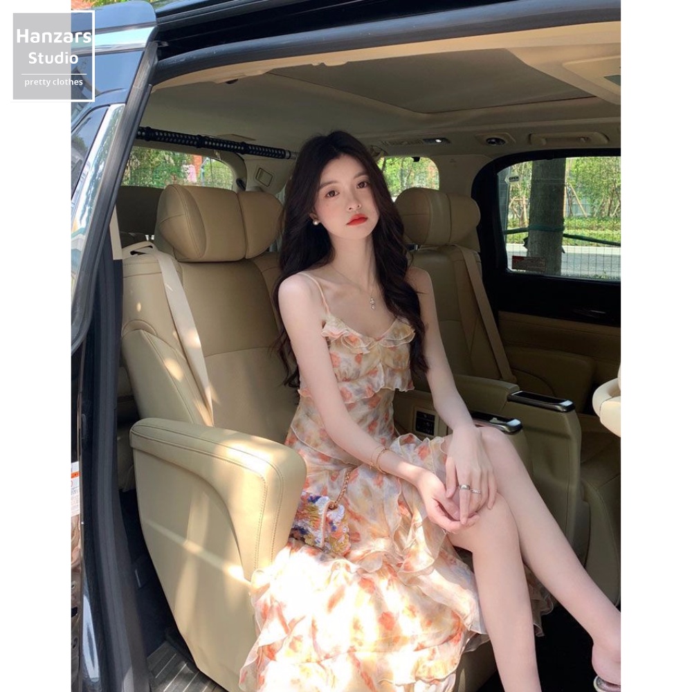 Váy Hai Dây Hoa Nhí Xẻ Tà Nhún Lưng Vintage Hanzars.studio 22