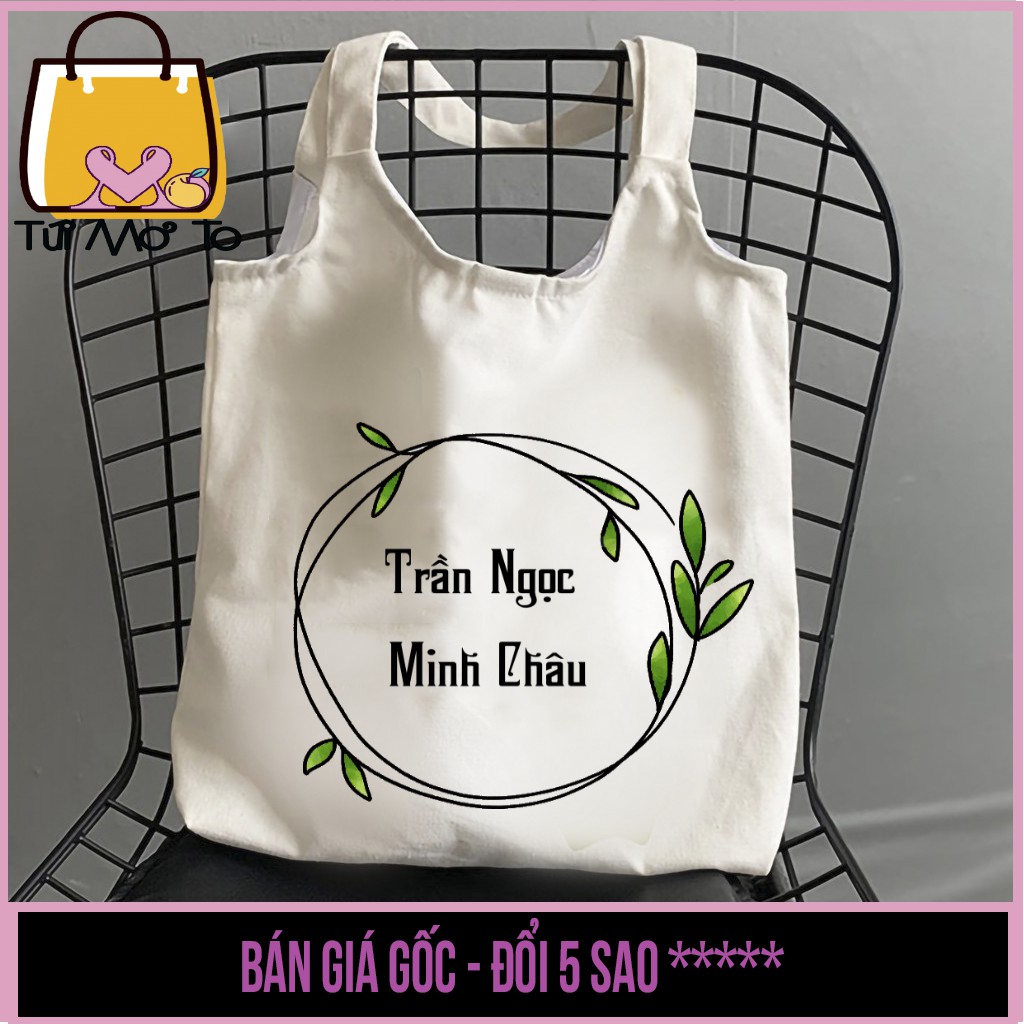 Túi vải canvas, QUAI TRÒN có khóa kéo in TÊN CỦA BẠN theo yêu cầu - Săn Nón Đẹp