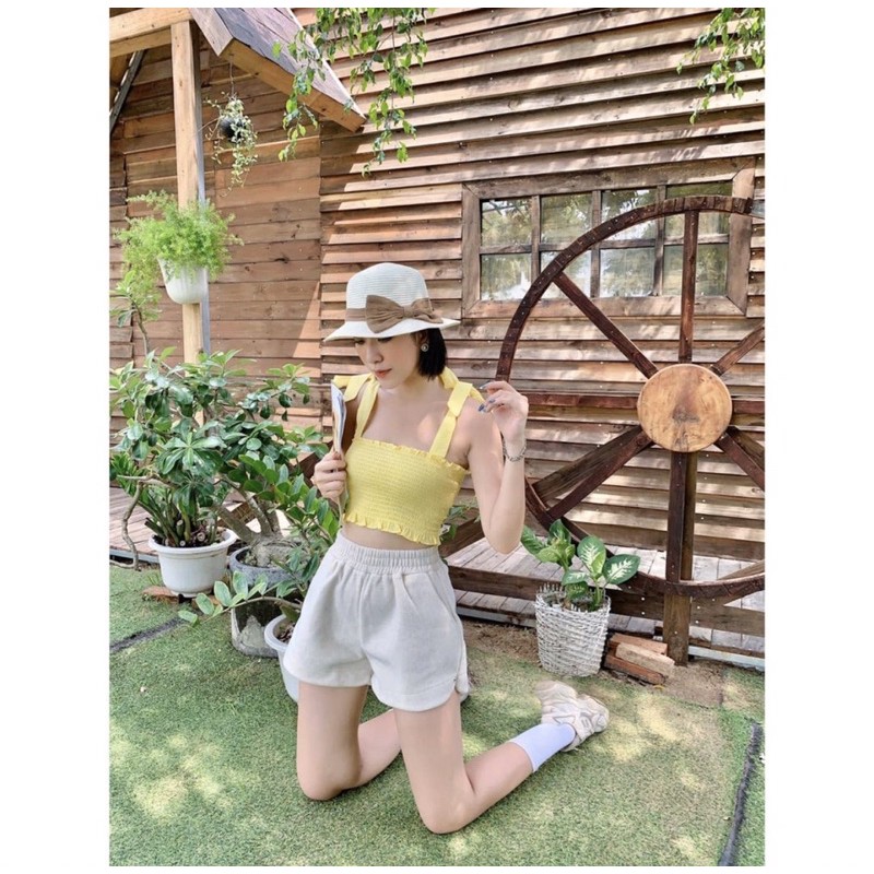 Croptop nhúng cột dây vai DOKESI (có bigsize) - Michela crop