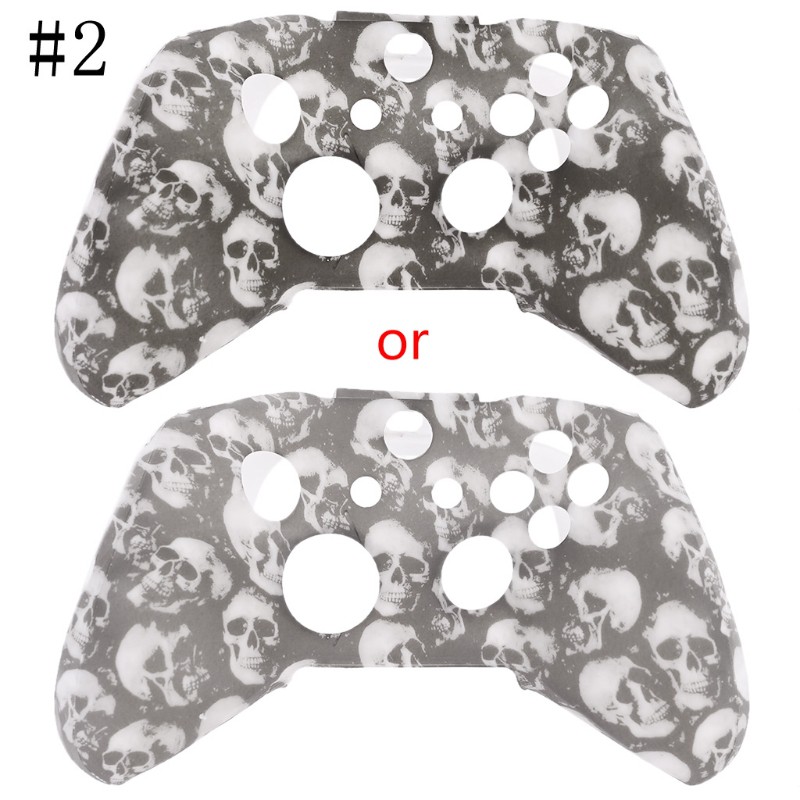 Ốp Silicon Họa Tiết Đầu Lâu + 2 Nắp Đậy Nút Bấm Cho Tay Cầm Chơi Game Xbox One X S