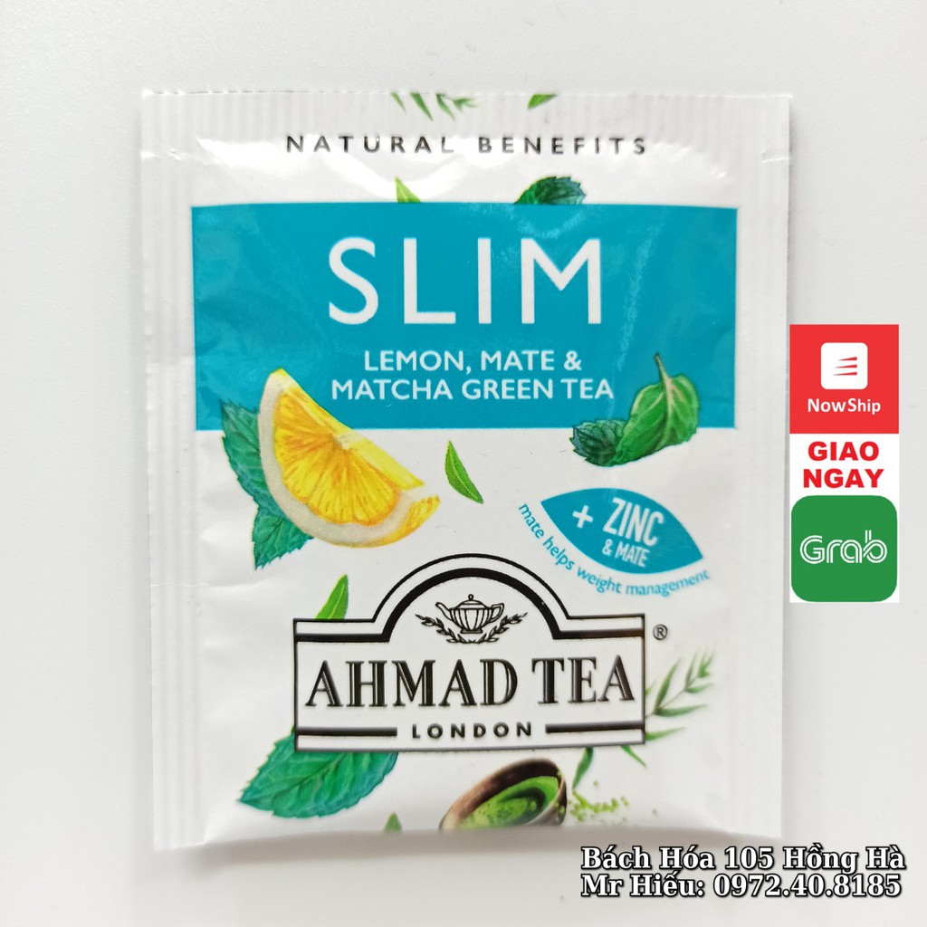 [T9/2023] Trà Ahmad Tea thảo mộc SLIM hộp 20 gói - Lemon, Mate &amp; Matcha Grean Tea