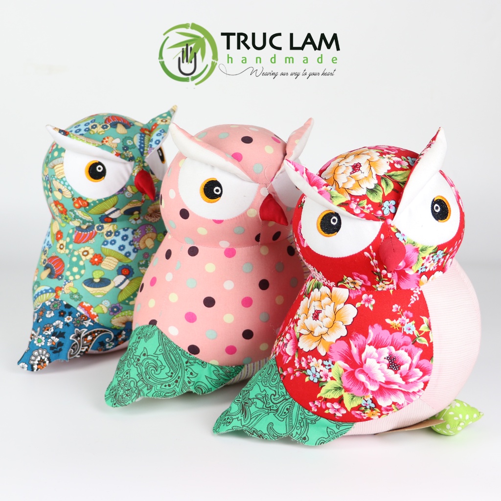 Đồ Chơi Cho Bé Thú Nhồi Bông Hình Cú Mèo Vải Hoa Bông Gòn Cao Cấp - Trúc Lâm Handmade