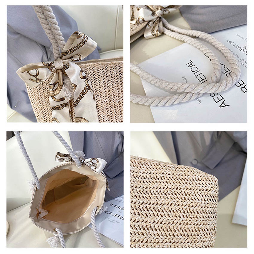 Túi xách nữ đeo vai dễ thương T1044 NASI Store túi cói cầm tay mẫu mới đẹp có dây kéo thời trang