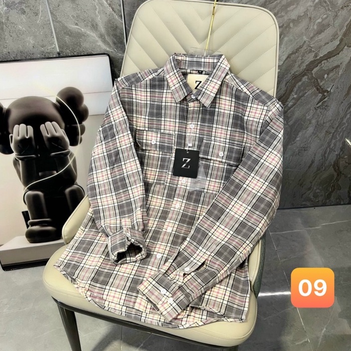 Áo sơ mi nam karo chất liệu cotton đẹp màu xanh nâu dài tay kiểu dáng hàn quốc Lavado43 mẫu mới