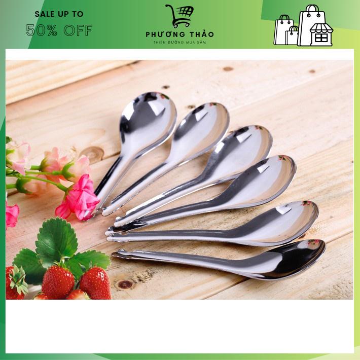 Bộ 6 muỗng bầu ăn canh INOX Cán ngắn Siêu Rẻ Giá Tốt
