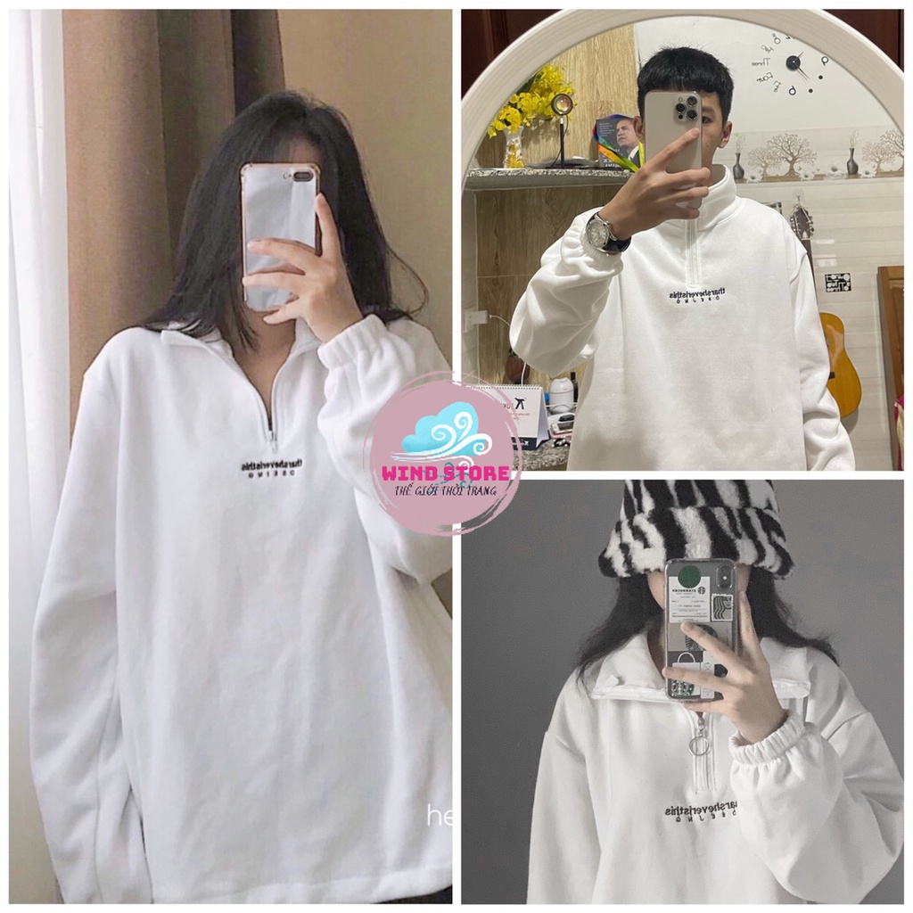 Áo nỉ lông thêu chữ cổ lọ có khoá nam nữ Chất dày dặn không xù trẻ trung hot trend Cam Kết Hàng xịn 593  Wind Store