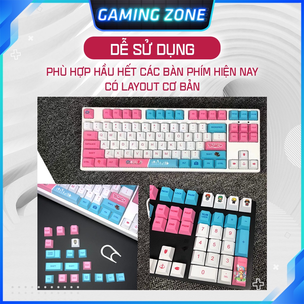 Keycap bàn phím cơ Shimmer/Blue Cat/Daruma Nhật Bản/Chopper nhựa PBT 120+ phím siêu đẹp
