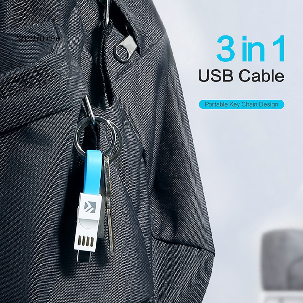 Dây cáp Floveme đa năng 3 trong 1 2A Micro USB loại C sạc và truyền dữ liệu cho điện thoại Android IOS kèm móc khóa