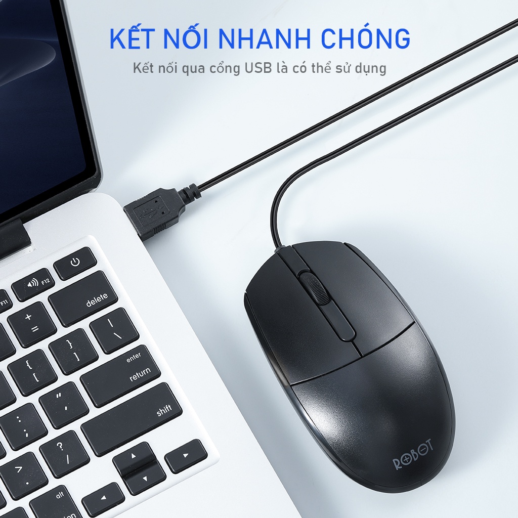 Chuột Máy Tính Có Dây Văn Phòng ROBOT M120 1000DPI Chống Trượt Kết Nối Nhanh Hàng Chính Hãng Bảo Hành 12 Tháng 1 Đổi 1