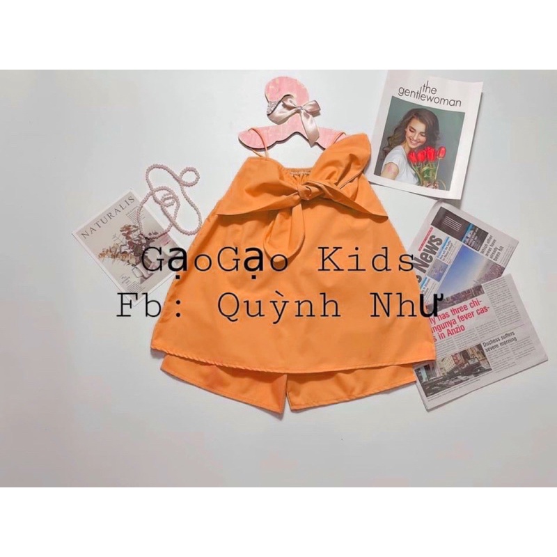 Xả Set áo nơ lệch vai cho bé gái