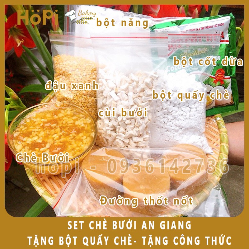 Set Chè Bưởi An Giang Cao Cấp Kèm Công Thức Nấu Độc Quyền Kinh Doanh - Tặng Bột Quấy Chè Chuyên Dụng