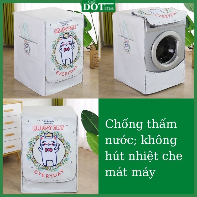 Áo trùm máy giặt cửa ngang vải bạt loại dày chống nước bền đẹp Dotina ATN05