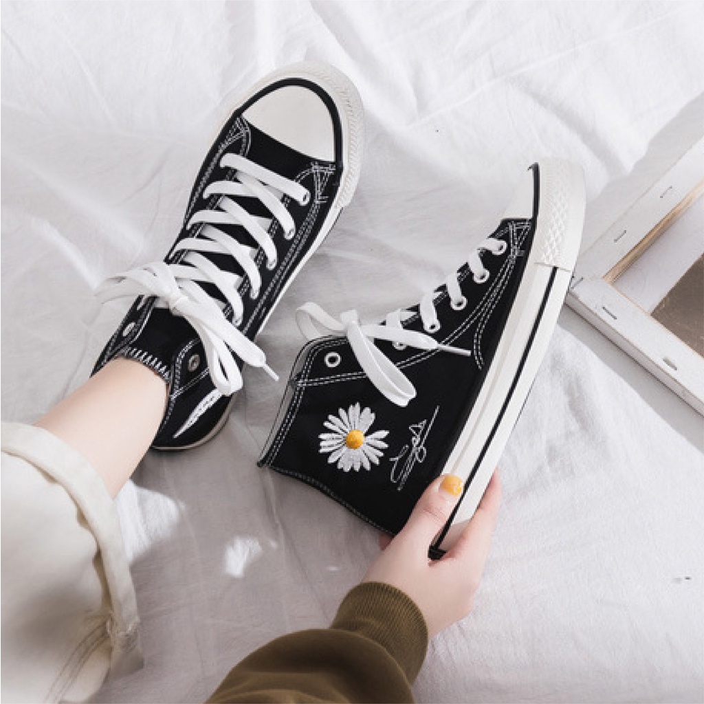 Giày Vải Canvas Nữ Cao Cổ Thiết Kế Basic Thời Trang  Bluewind 68853